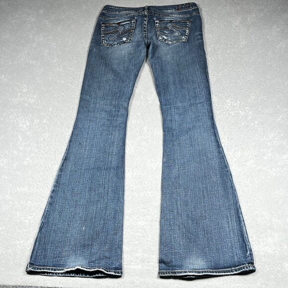 Silver Jeans Womens 29 Boot Cut Low Rise Dark Wash Denim Stretch Inseam 33 in - Picture 9 of 16